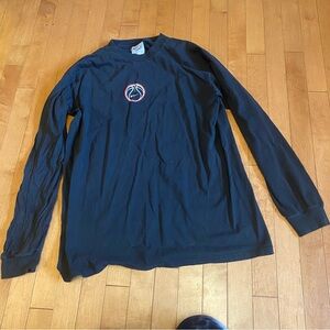 Mens Nike Size Medium Vintage Y2K Black Long Sleeve Tee with Swoosh Faded Black